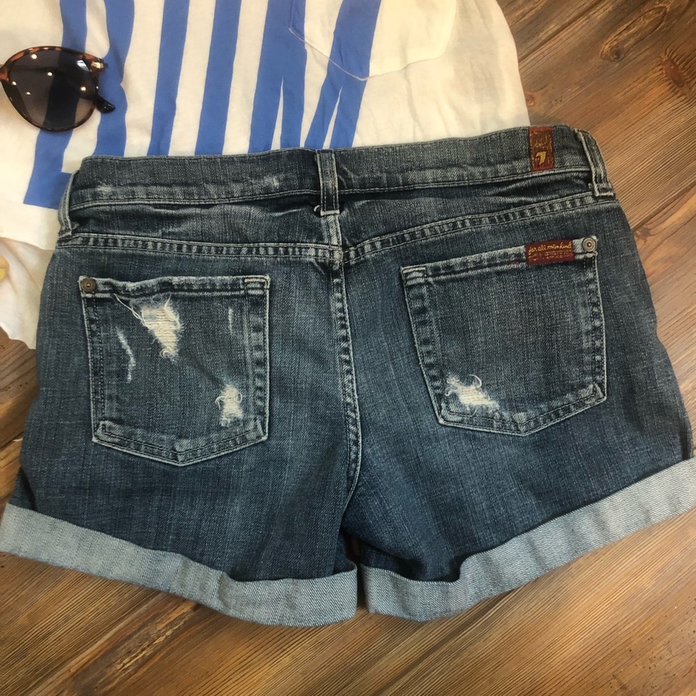 7 For All Mankind Relaxed Mid Rollup Short Sz 25 - Picture 4 of 7
